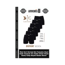 Armoris Özel Seri Normal Bel Pamuklu Giysi Sade Tasarım 6'lı Paket Erkek Siyah Geniş Kalıp Büyük Beden Boxer Siyah-6