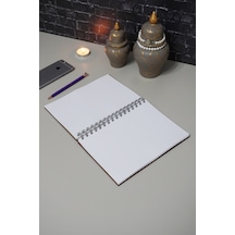 Elif Vav Ahşap Defter - Çizgisiz Defter Ahşap Rengi Ceviz - Hediyelik Resim Defteri