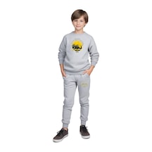 Fyk Kids Erkek Çocuk Adventure Baskılı Bisiklet Yaka Eşofman Takımı Gri