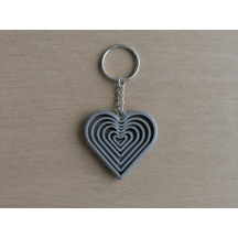 3d Baskı Kalp Fidget Anahtarlık - Hareketli Stres Oyuncağı Ve Çanta Süsü-gri