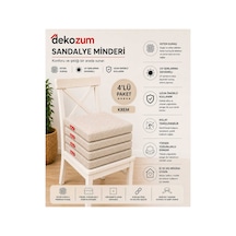 Comfort Plus Sandalye Koltuk Minderi 40x40 Bağcıklı Fermuarlı Yıkanabilir Balkon Bahçe Minderi 4 Lü Krem 4 Lü