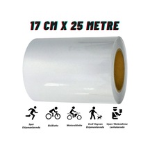 Carub Reflektif Fosforlu Şerit Bant 17 Cm x 25 Metre Beyaz İkaz Bandı BR2405501