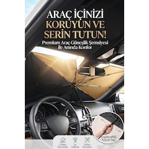 Premium Araç İçi Şemsiye Güneşlik Özel Mekanizmalı Çizmez Saplı Katlanabilir Model