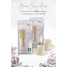 Starbucks Blonde Espresso Roast Çekirdek Kahve 2 x 250 G + Türk Kahvesi Fincan Seti 2'li