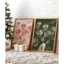 Çerçevesiz Poster Yeşil Ve Kırmızı Noel 2'li