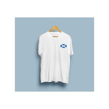 Bahriyeli Collection Oversize İskoçya / Scotland Cep Tasarım Unisex T-shirt Beyaz