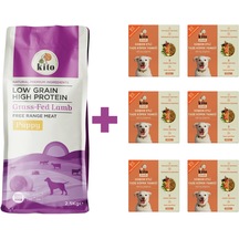Kito Kuzu Etli Yavru Köpek Maması 2500 G + Kito Fresh Somon Etli Köpek Yemeği 6'lı