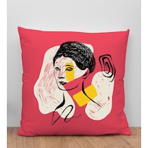 Bk Gift Modern Art Tasarımlı Kırmızı Kırlent Yastık, Arkadaşa Hediye, Ev Dekorasyonu, Ev Hediyesi-10