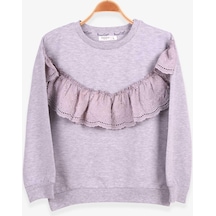 Breeze Kız Çocuk Sweatshirt Güpürlü 6-12 Yaş, Gri Melanj-gri Melanj Gri Melanj