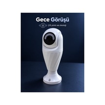 Wifi Bağlantılı Mobil İzleme Ve Kayıt Oynatma Destekli Ampul Kamera Beyaz