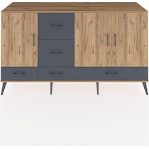 Kronos Konsol 4 Raflı 5 Çekmeceli 3 Kapaklı 176x59x99 Çam-çam/antrasit Atlas Çam/antrasıt - Atlas Çam