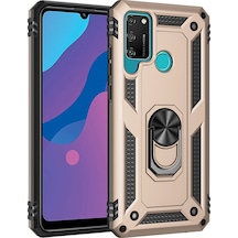 Huawei Y6p Uyumlu Kılıf Sofya Yüzüklü Silikon Kapak - Gold Renkli