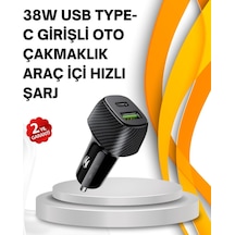 Kompakt Tasarımlı Type-c + Usb Girişli Araç Şarj Başlığı Renkli