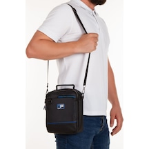 Newish Polo Erkek Siyah-mavi Impertex Kumaş Erkek Çapraz Omuz Ve El Çantası Günlük, Seyahat, Spor Siyah-mavi