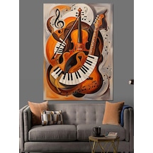 Ahşap Tablo Gitar Müzik Aleti Soyut