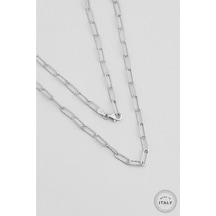 İtalyan 18 Ayar Beyaz Altın Kaplama 45 Cm Gümüş Zincir Kolye Rodyum