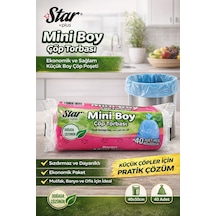 Star Plus Mini Boy Çöp Torbası 40'lı 1 Paket 40x50 Cm Dayanıklı Sızdırmaz Küçük Boy Çöp Poşeti