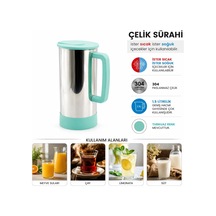 Turkuaz - Paslanmaz Çelik Sıcak - Soğuk Çelik Sürahi 5468