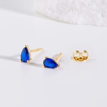 14 Ayar Safir Taşlı Altın Küpe 0,75 Gr-6153