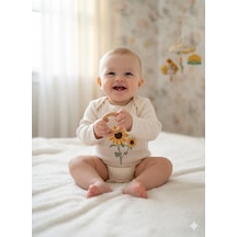 Necix's Laura Baby Necix Kız Bebek 3 Lü Alttan Çıtçıtlı Zıbın Alt Üst Takım Açık Bej
