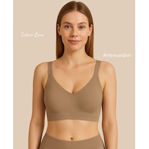 Intive Pureform Balensiz Dikişsiz Kopçasız Dokulu Seamless Bralet Haki Yeşil