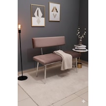 Özcan Metal Krom Metal Ayaklı Metal Kasalı Sırtlı Mutfak Salon Antre Yatak Odası Balkon Bench Puf Bank Oturak Kahverengi
