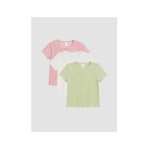 LC Waikiki Alıta Cıty Farkıyla Lcw Baby Pembe Oval Yaka Kız Bebek Tişört 3'lü Pembe - 923754167 Pembe