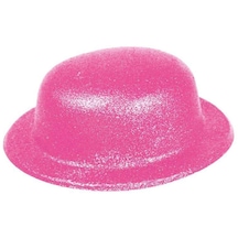 Pembe Renk Simli Melon Yuvarlak Parti Şapkası 24x26 Cm
