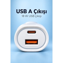 Type C Ve Usb A Çift Çıkışlı Araç Şarj Aleti