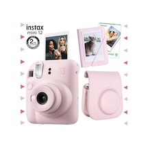Fujifilm Instax Mini 12 Fotoğraf Makinesi + 10'lu Film + Mini Albüm + Deri Kılıf Seti Pembe