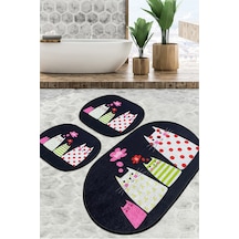 Four Cats Banyo Halısı Djt 3 Lü Set Çok Renkli