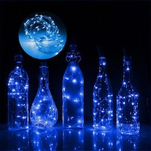 10 Adet Led Dize Işık Şarap Şişesi Tıpası Renkli Işık J 2M Mavi