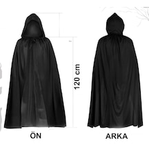 Siyah Uzun Pelerin 120 Cm Kapüşonlu Cosplay Ve Parti Kostümü 5615