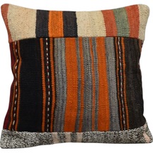 Zehra Abla Halı Yeni El Dokuma Patchwork Kırkyama Dekoratif Kilim Kırlent Yastık Kılıfı 6436 Çok Renkli