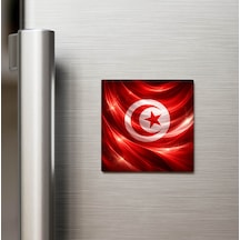 Tunus Tunisia Abstract Ülke Bayraklı Buzdolap Magneti - 9x9 Cm