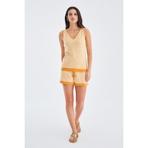 Peraluna Paru Top & Shorts Pamuklu Yazlık Kadın Triko Şort Takım Bej-Turuncu Bej - Turuncu Peraluna Paru Top & Shorts Pamuklu Yazlık Kadın Triko Şort Takım Bej-Turuncu Bej - Turuncu