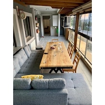 Doğal Ahşap Mutfak Masası-70-120-76 Cm Natürel