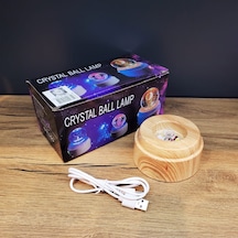 Büro Ev Ofis Hediyesi İçin 8cm Yonca Model Plastik Standlı Işıklı Dönen Cam Küre Sarı Işık