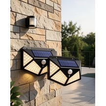 Solar Duvar Lambası 100 Led Ip65 Su Geçirmez Uczduvarlambası3-1 Çok Renkli