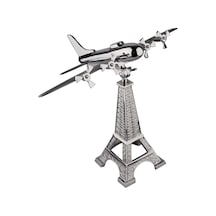 Lucky Art Eyfel Gümüş Metal Uçak Dekor 50 Cm Kng 020