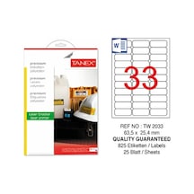 Tanex Tw-2033 63.5X25.4MM Polyester Etiket 25 Li