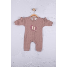 Babydonat Kirpi Nakışlı % 100 Pamuk Kız Bebek Tulummmmmmm Gülkurusu