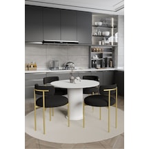 Avvio Lorea Ptt Lake Mdf Ayak 4'lü Teddy Sandalye 90x90 Masa Sandalye Takımı Sandalye Bukle Kumaş Beyaz