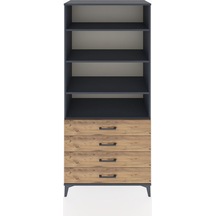 Hyperion Dolap 4 Raflı 4 Çekmeceli 88x44x195 Antrasit-çam Antrasit
