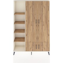 Arges Dolap 6 Raflı 4 Kapaklı Tek Askılı 132x30x195 Aytaşı-çam/çam Atlas Çam/atlas Çam