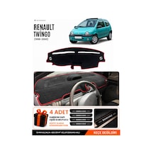 Renault Twıngo 1998-2000 Uyumlu Torpido Örtüsü, Torpido Kılıfı - Siyah-kırmızı - Re050