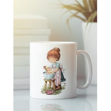 Beyaz Kupa Bardak Vintage Sarah Kay