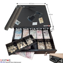 Açma Butonlu Ve Montaj Askılı Takım 5 Banknot Gözlü Anahtardan Açılır Para Çekmecesi 40,5x42x11cm