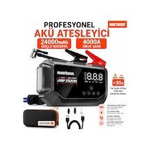 24000 Mah 4in1 Akü Takviye Cihazı 150 Psı Kompresör Lastik Şişirme Powerbank Eva Çanta 4000a Tepe Akım