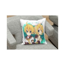 Owl Bag Kagamine Rin And Len Yeşil Fon Desenli Tasarım Kare B0ş Yastık Kılıfı Çok Renkli